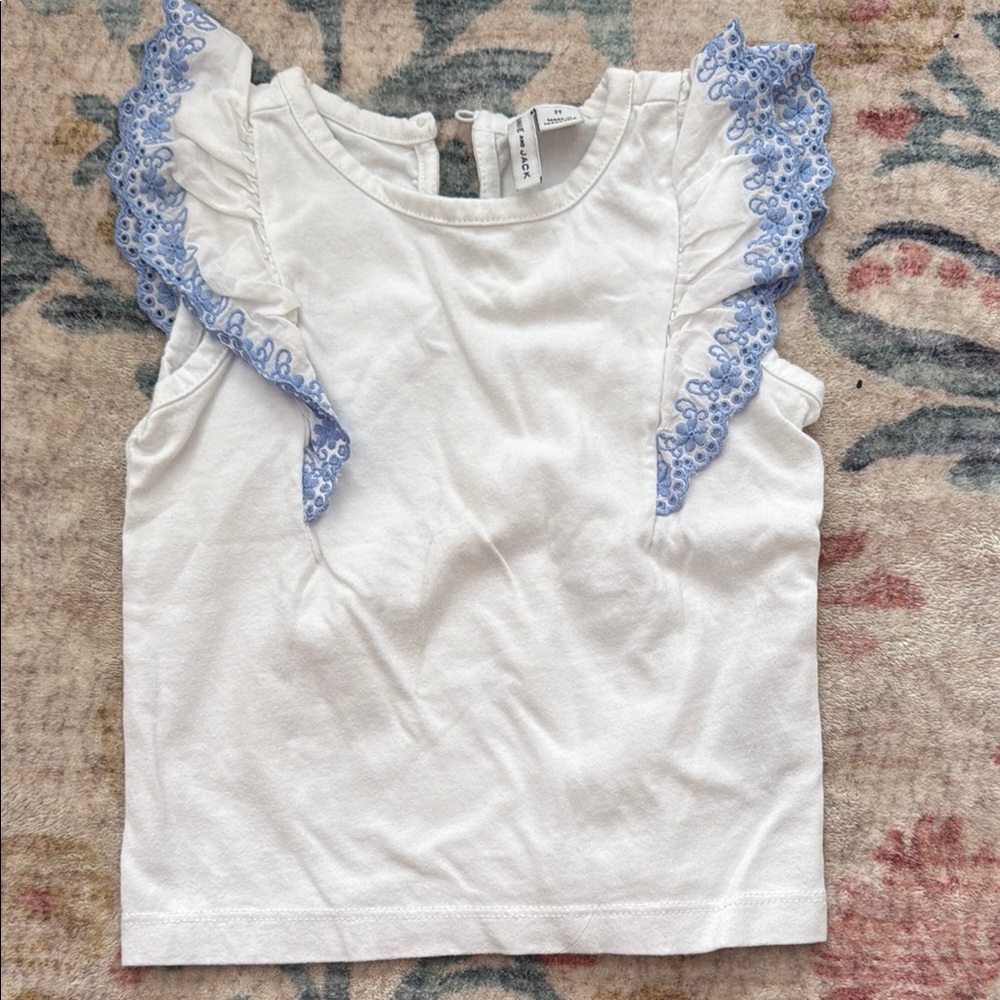 Janie and Jack White and Blue Ruffled Blouse